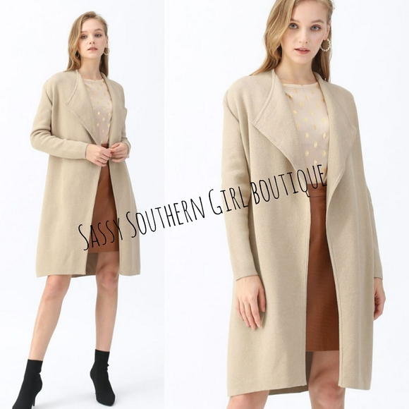 🆕⭐Tan sweater open coat cardigan - Picture 1 of 9